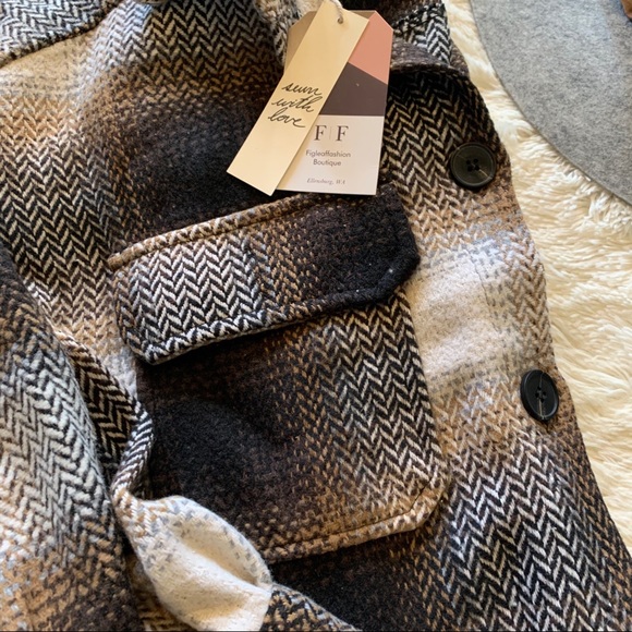 New Plaid Oversized Flannel Shirt Jacket Shacket - Picture 8 of 11